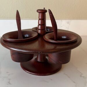 Vintage Mid Century Wooden Condiment Holder